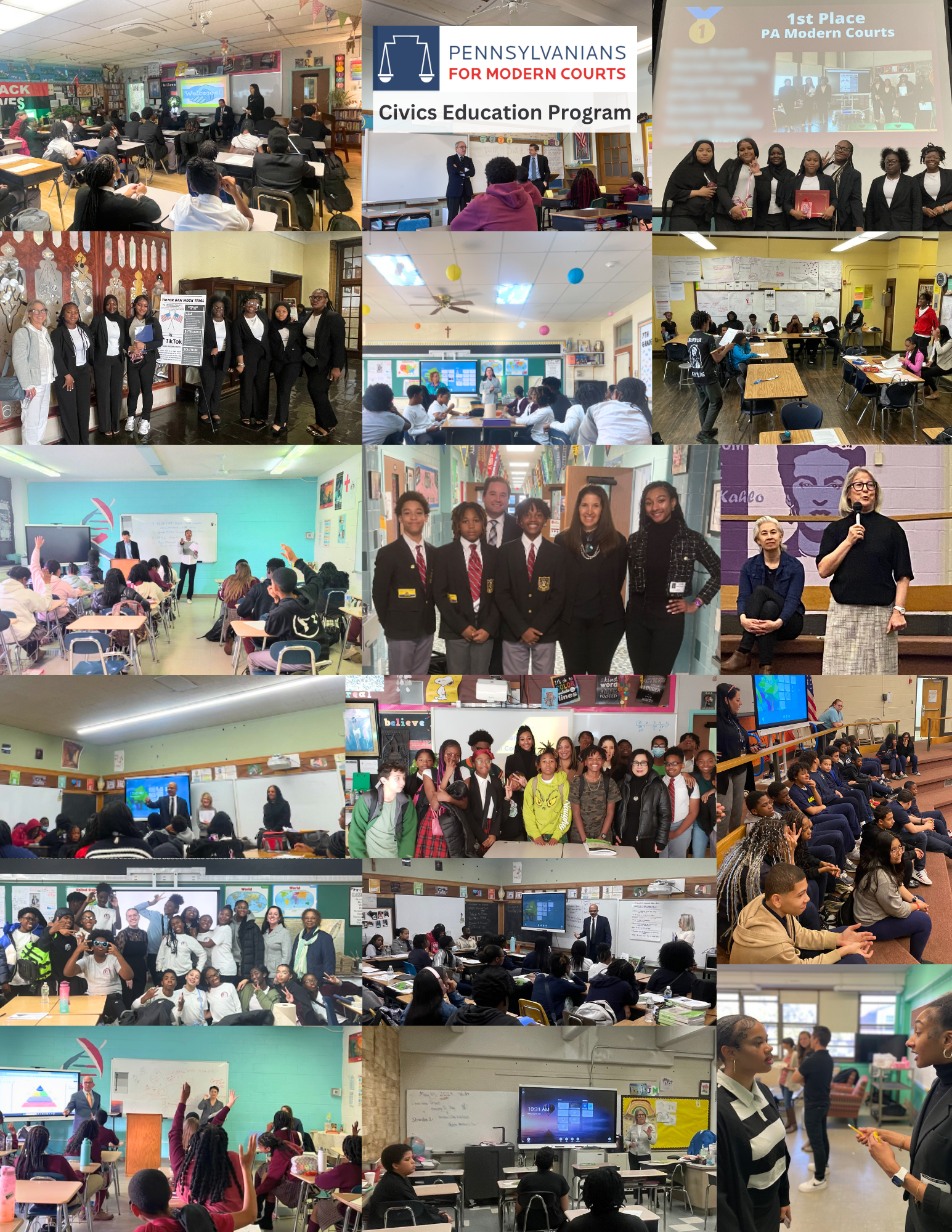 A photo mosaic of PMC's 2023-2024 civics education program