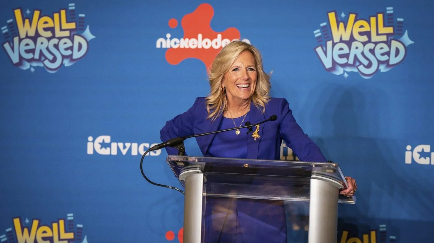First Lady Jill Biden at the Independence Visitors Center in Philadelphia