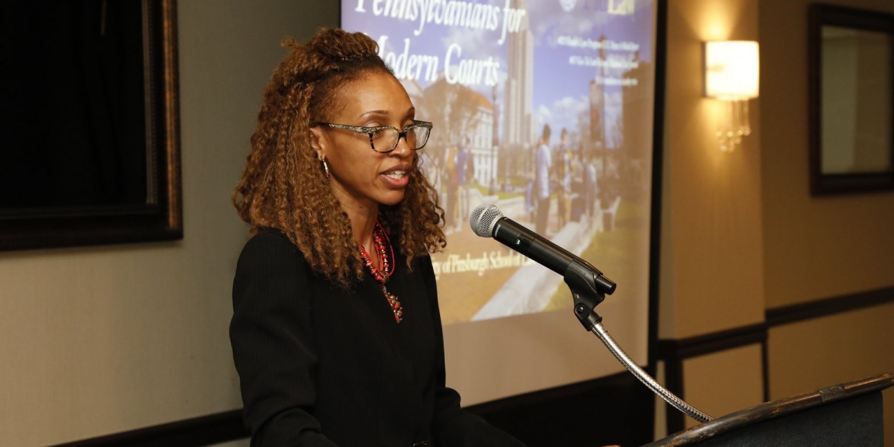 Board of Advisors member, Nicola Henry Taylor, speaking at PMC's spring benefit in Pittsburgh