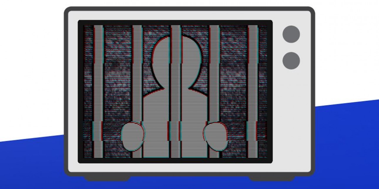 Illustration of a person behind bars on a monitor