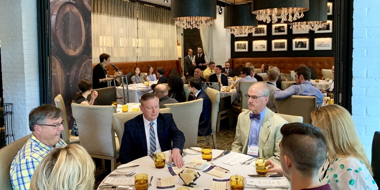 PMC's President & CEO, Maida Milone, addressing attendees at a Table Talk Lunch on June 26th in Harrisburg