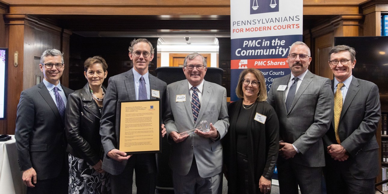 Some of PMC's Pittsburgh Board Members with Maida Milone, Judge D. Brooks Smith, and John Titus at the 2022 Spring into Action Benefit (Photo by Dominique Murray)