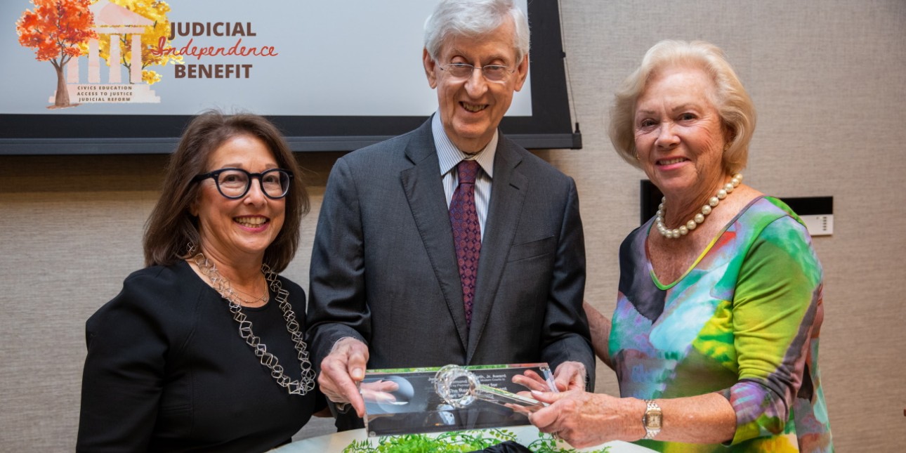 Deborah Gross and Robert Heim presenting Judge Marjorie Rendell with the Judge Edmund B. Spaeth, Jr. Award