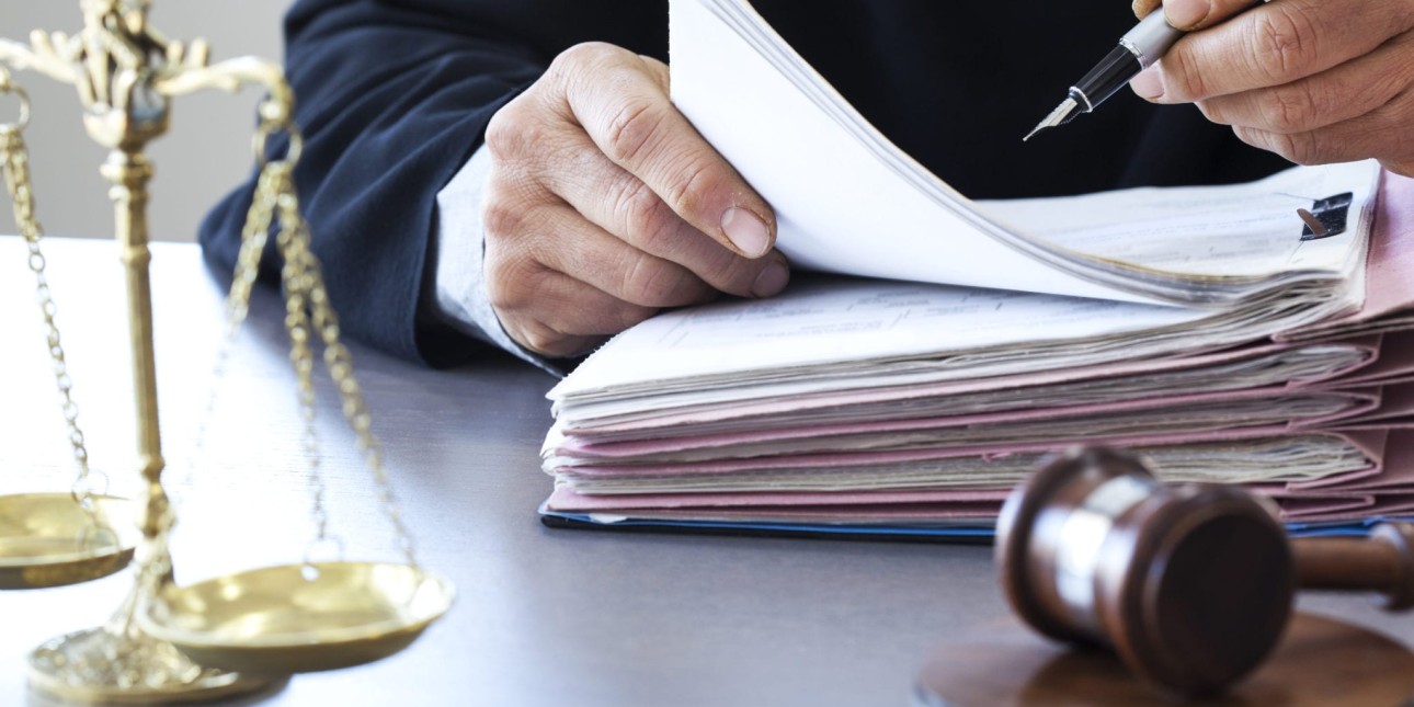Justice scale and judge's mallet
