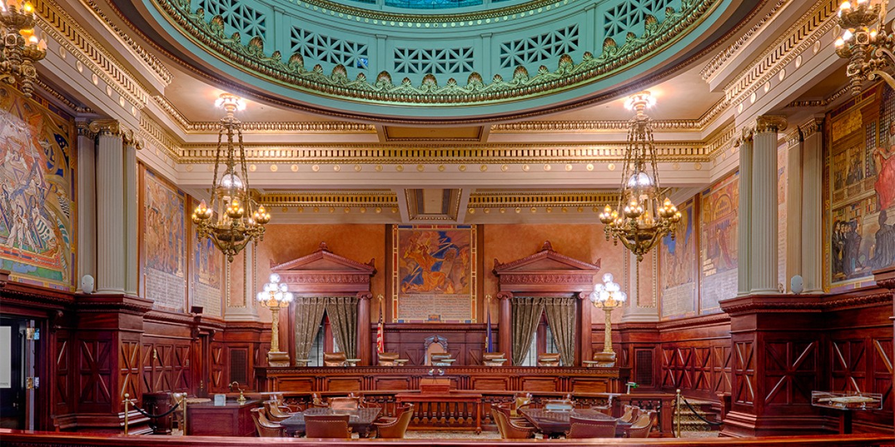 A view of a court chamber in Harrisburg