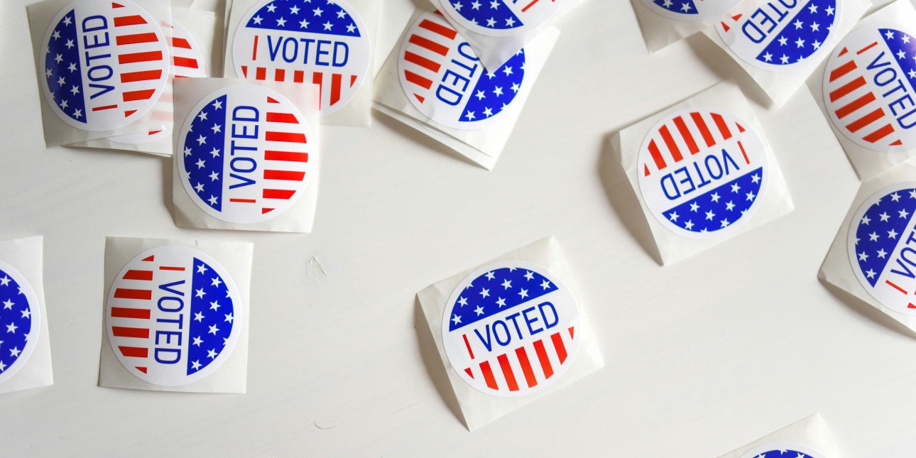 I voted sticker with an American flag