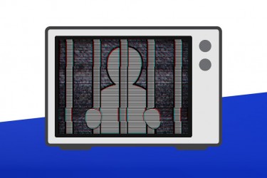 Illustration of a person behind bars on a monitor