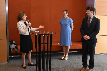 Zane Podsobinki, winner of PMC's Law Student Writing Competition, with PMC's President & CEO and Judge Lally-Green, Dean of Duquesne Law