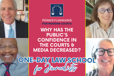 Top left to right: Hon. Timothy Lewis (Ret.) and Prof. Linda Greenhouse, Bottom left to right: Prof. John Watson and Deborah Gross