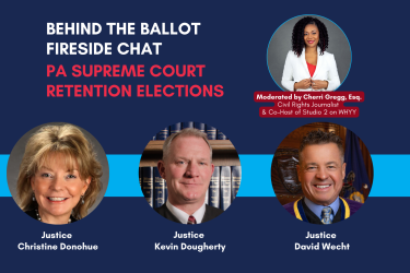 A banner for the 2025 Supreme Court Retention Election fireside chat